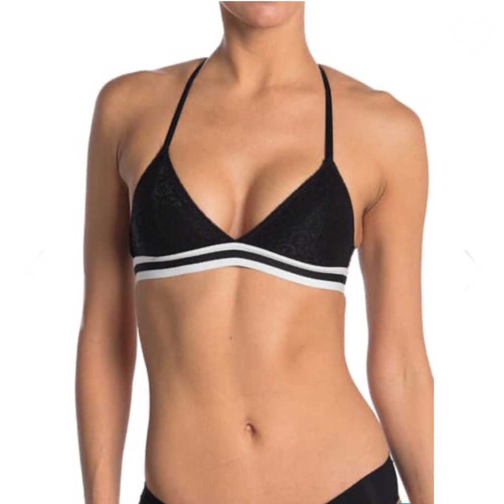 ⏰TODAY ONLY‼️ 🆕 FRENCH AFFAIR Lace Strappy Bralette t-back black & white - Picture 5 of 9